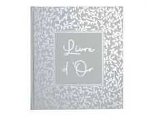 Exacompta Autentik - Livre d'or - 210 x 190 mm - 70 feuilles / 140 pages - papier blanc - motif floral - sage green cover - carton recouvert de papier