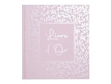 Exacompta Autentik - Livre d'or - 210 x 190 mm - 70 feuilles / 140 pages - papier blanc - motif floral - candy pink cover - carton recouvert de papier