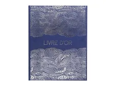 Exacompta Japan - Livre d'or - 270 x 220 mm - 50 feuilles / 100 pages - papier blanc - impressions japonaises - couverture bleue - carton recouvert de papier