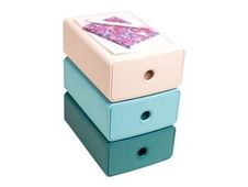 Exacompta Skandi - Opbergdoos - 3 lades - voor A5 Plus - zeeblauw, mat blauw, vleeskleurig (pak van 3)