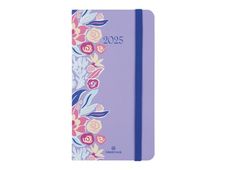 Oberthur Anahita - Weekplanner - 2025 - weekweergave - zak - 95 x 175 mm - 128 pagina's - wit papier - floral lilac - paarse hoes - papier