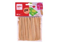 APLI kids - Ijsstokje - 80 stuks - rond - mini - 5 mm diameter x 10 cm - natuurlijk hout - hout