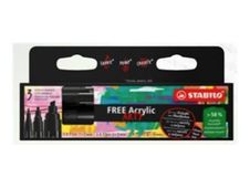 STABILO FREE - Marker - zwart - acryl (pak van 3)