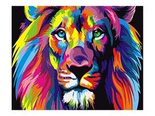 Figured'Art Lion Pop Art - Set Schilderen op nummer - 40 x 50 cm - linen canvas