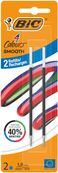 BIC 4 Couleurs Smooth Recharges Pour Stylo-Bille Pointe Moyenne (1,0 mm) - Bleu, Blister de 2
