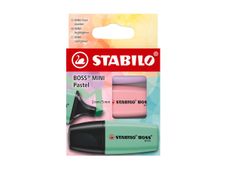 STABILO BOSS MINI Pastel - Surligneur - brosse rose, brume lilas, goût léger de menthe - 2-5 mm (pack de 3)