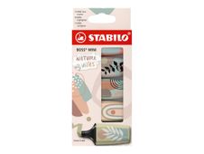 STABILO BOSS MINI Naturevibes - Surligneur - vert boueux, vert terre, Sienne, beige, gris chaud - encre à l'eau - 2-5 mm (pack de 5)