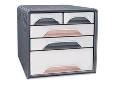 Mineral by CEP - Ladekast - 5 lades - voor documenten - voor 240 x 320 mm - wit, poederroze, stormgrijs
