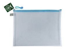 FolderSys - Documentportefeuille met rits - voor A4 (210 x 297 mm) - transparent pastel blue