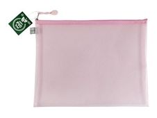 FolderSys - Documentportefeuille met rits - voor A4 (210 x 297 mm) - transparent pastel red