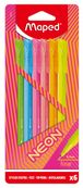 Maped Neon - Viltstift - oranje, geel, roze, Koraal, blauw, groen - 0.4 mm - fijn (pak van 6)