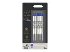 Parker QUINKflow - Navulling - blauw - pigmentinkt - gemiddeld (pak van 6)