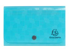 Exacompta Pop'N Co - Uitbreidende map - 6 compartimenten - voor 180 x 110 mm -capaciteit: 100 vellen - met tabbladen - cyaan