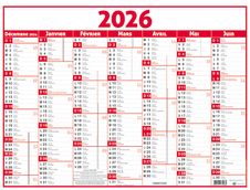 Calendrier Classique - 7 mois par face - 210 x 265 mm - rouge - Oberthur