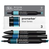 WINSOR & NEWTON - ProMarker tons bleu - marqueur double pointe - bleu pétrole marine française bleu canard - encre à base de colorant d'alcool - large / petit