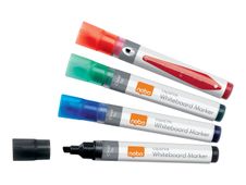 Nobo Liquid Ink - Marqueur non permanent - pour verre, tableau blanc - disponible dans différentes couleurs - 4 mm (pack de 4)