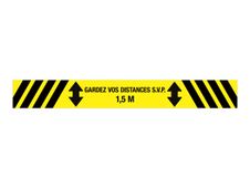 PICKUP teken - please keep a distance 1.5 m - garder vos distance S.V.P. 1,5 m - 800 x 100 mm - zwart, geel