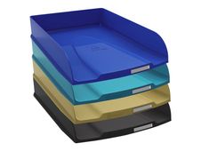 Exacompta NeoDeco - brieflade - voor A4 Plus -capaciteit: 500 vellen - zwart, koper goud, frans blauw, eendenblauw (pak van 4)