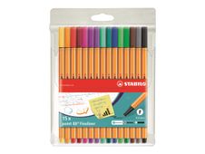 STABILO point 88 - fijnschrijver - zwart, rood, blauw, groen, geel, oranje, bruin, violet, roze, lichtgroen, turquoise, crimson, lila, donkergrijs, ijsgroen (pak van 15)