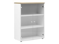 Rangement mi-hauteur YES ! - L80 x H109 x P42 - 2 portes vitrées - Chêne