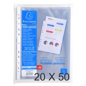 Exacompta - 20 Packs de 50 Pochettes perforées - A4 - lisses - 6/100