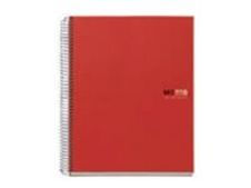 Miquelrius The Original - Cahier de notes - reliure à spirale - A4 (210 x 297 mm) - 200 feuilles / 400 pages - petits carreaux - rouge - polypropylène (PP)