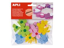 Apli - handwerkset - 40 stuks - bloem - 40 x 40 mm - blauw, geel, groen, roze - ethyleenvinylacetaat (EVA)-schuim