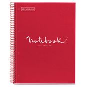 Miquelrius Emotions - Notitieboek - met spiraal gebonden - A4 - 80 vellen / 160 pagina's - van ruiten voorzien - 4 gaten - rood - karton bedekt met papier