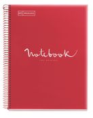 Miquelrius Emotions - Notitieboek - met spiraal gebonden - A4 - 80 vellen / 160 pagina's - van ruiten voorzien - 4 gaten - rood - polypropyleen (PP)