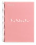 Miquelrius Emotions - Notitieboek - met spiraal gebonden - A4 - 80 vellen / 160 pagina's - van ruiten voorzien - 4 gaten - Koraal - polypropyleen (PP)
