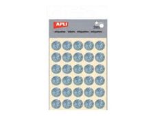 Apli - 3 feuilles gommettes rondes - Hologramme argenté