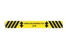 Exacompta teken - houd 1,5 meter afstand - garder vos distance S.V.P. 1,5 m - 800 x 100 mm - PVC - geel