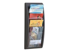 Paperflow MURAL QUICK FIT - Literatuurhouder - te bevestigen aan wand - 4 compartimenten - voor A4 - transparant, antraciet