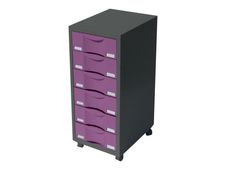Desserte de rangement - 6 tiroirs - anthracite/prune
