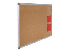 Juvénilia - Mededelingenbord - te bevestigen aan wand - 450 x 600 mm - kurk - natuurlijk - aluminium frame met grijze hoeken
