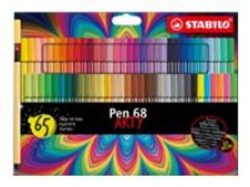 STABILO Pen 68 ARTY - feutre - noir, bleu clair, jaune, orange, brun, rose, vert clair, rouge carmin, vert émeraude, abricot, gris de Payne, bleu prussien, jaune citron, lilas, blush, moutarde, gris foncé, gris chaud, bleu foncé, vert fluo, jaune fluo, or