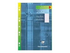 Clairefontaine - Papier met losse bladeren - A4 - 100 vellen / 200 pagina's - wit - van ruiten voorzien - met meerdere gaten