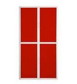 Armoire haute à rideaux EASY OFFICE - 110 x 204 x 41,5 cm - Corps et poignée blanc - Rideaux rouge