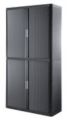 Armoire haute à rideaux EASY OFFICE - 110 x 204 x 41,5 cm - Corps et rideaux anthracite - Poignée grise