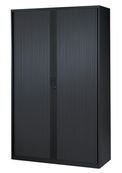 Armoire haute à rideaux - L120  x H198 x P43 cm - 4 tablettes - noir