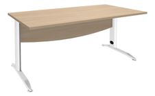 Bureau droit IDRA - L160 cm - Pieds blanc - plateau imitation Chêne clair