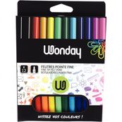 JPC MIN'O - Pen met vezelpunt - verschillende kleuren - inkt op waterbasis - 2 mm - fijn - pak van 12