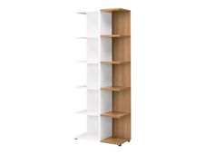 Bibliothèque XENON - L75 x H188 x P36 - Blanc/merisier italien (côtés de finition non compris)