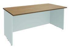 Banque d'accueil LUMINA - sans réhausse - L160 x H75 x P80 cm - Finition chêne clair/blanc