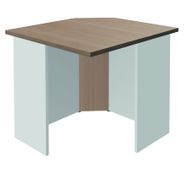 Banque d'accueil en ange 90° LUMINA - sans réhausse - L80 x H75 x P80 cm - Finition chêne clair/blanc