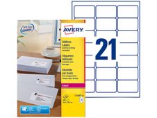Avery - Wit - 63.5 x 38.1 mm 840 etiket(ten) (40 vel(len) x 21) adresetiketten