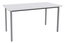 Table de réunion Rectangulaire - 140 x 70 cm - Pieds carrés aluminium - blanc perle