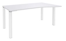 Bureau Vague EXPRIM - L140 cm - Retour droite - Plateau Blanc perle - Pieds blanc