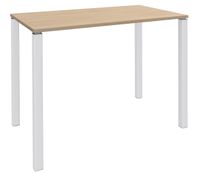 Table Lounge 4 pieds - L140xH105xP80 cm - Pied blanc - plateau imitation chêne clair