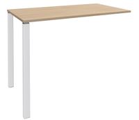 Table Lounge 2 Pieds - L140xH105xP80 cm - Pieds blanc - plateau imitation chêne clair